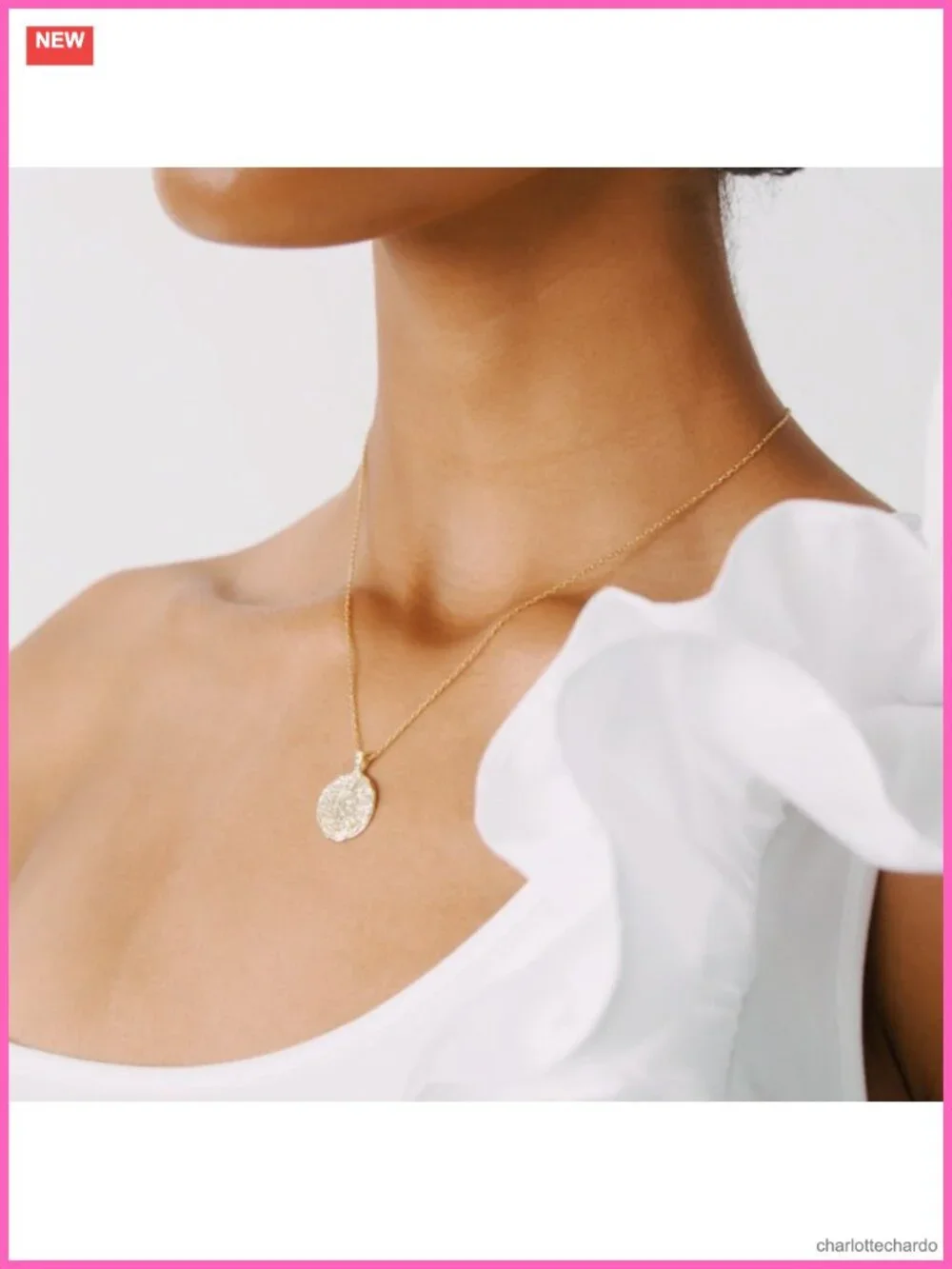 Moon Star Coin Pendant Necklace, 14K Yellow Gold Plated, Adjustable Chain